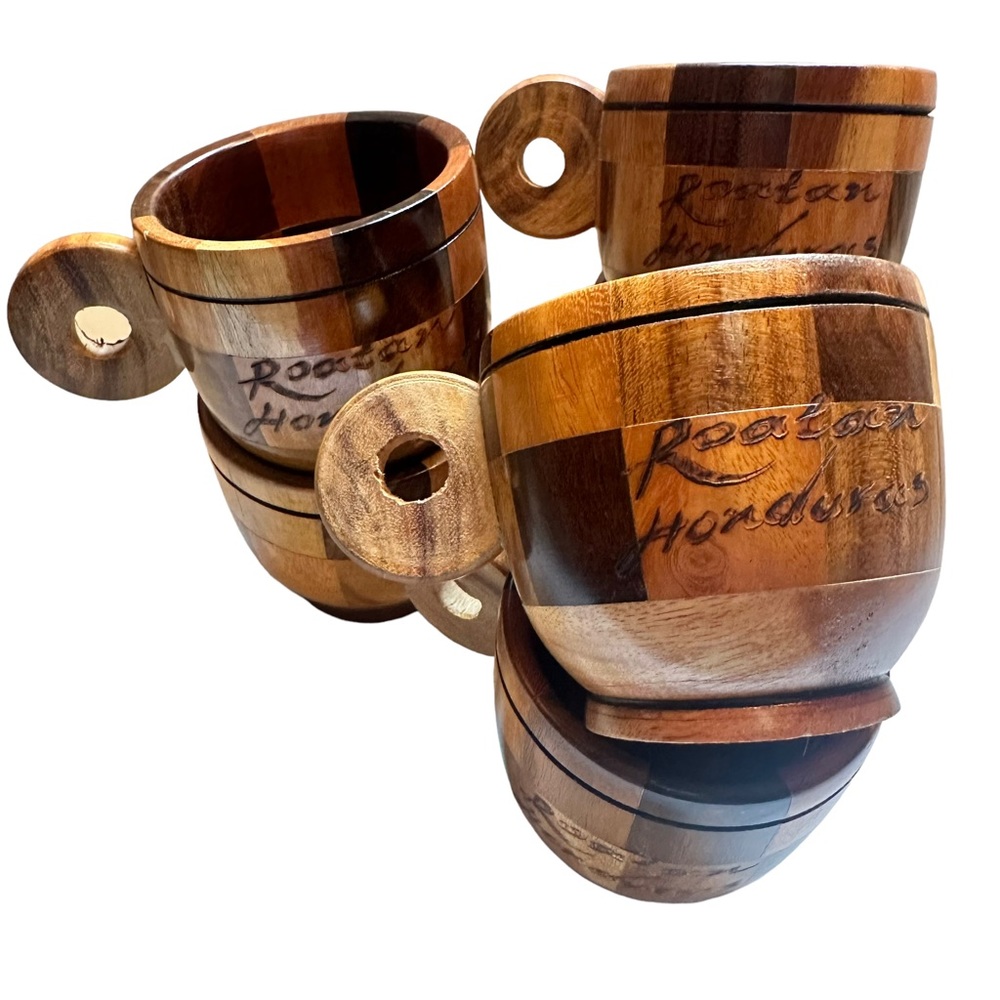 Handmade Wooden Coffee/Tea Mugs Honduras (4)